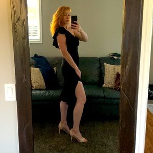 Black, one shoulder cocktail dress